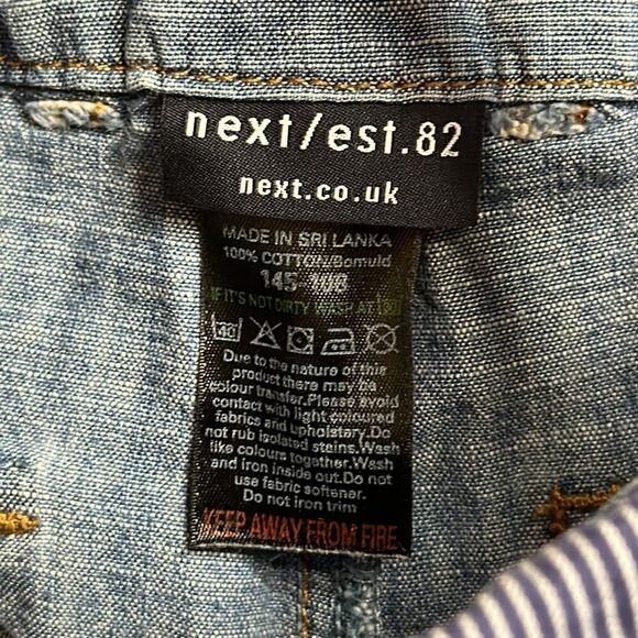 Next overalls size 9 to 12 months Blue Jean cotton unisex boho spring Easter - Picture 3 of 6